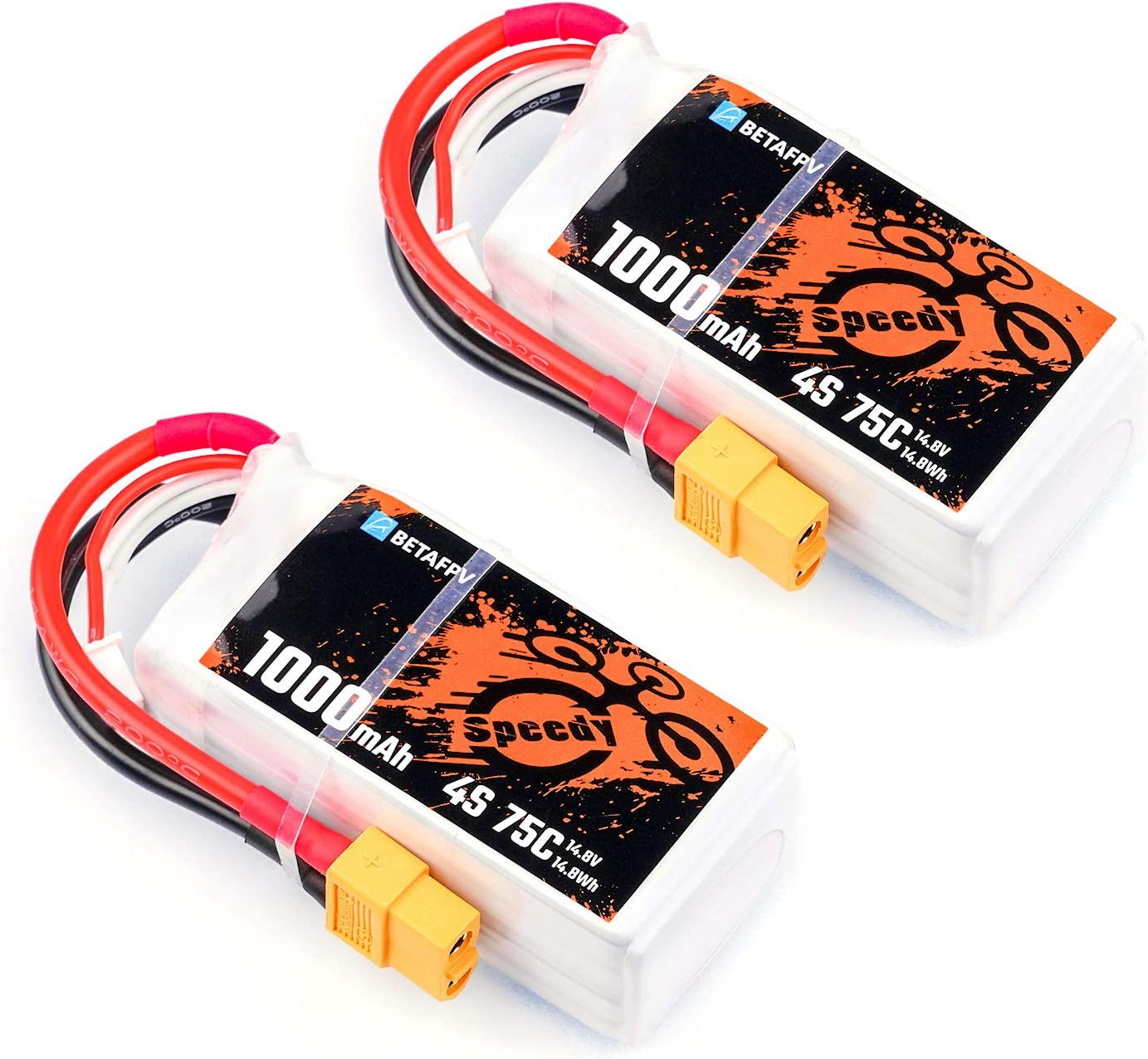 BETAFPV 2pcs 1000mAh 4S Battery 75C 14.8V Lipo Battery With XT60 Plug 14AWG Silicone Wire For 3-5inch Drone Like X-knight360