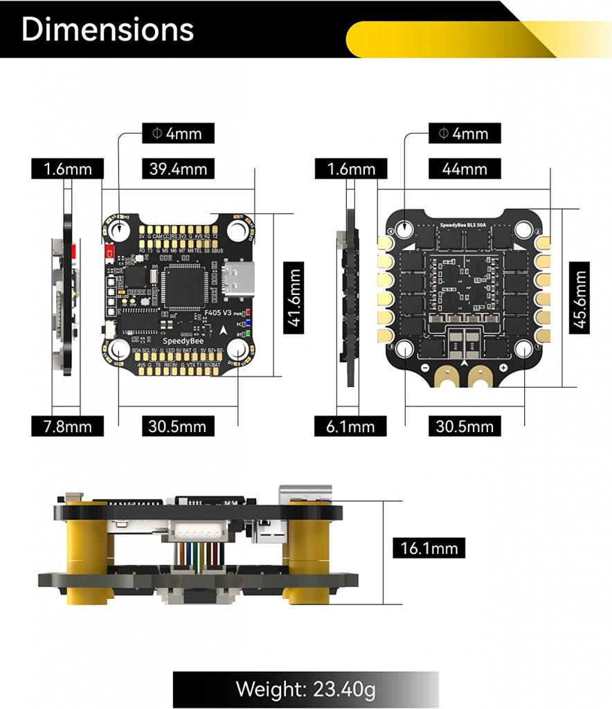 SpeedyBee F4 Flight Controller Stack, 30×30 Bluetooth Stack with 4in1 ...