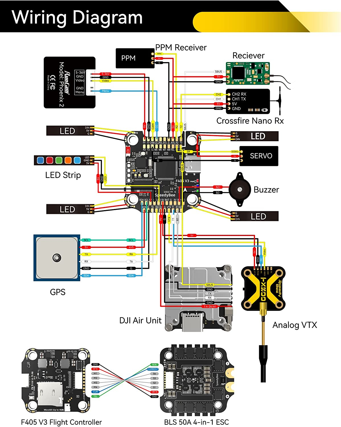 Stack SpeedyBee F7 V3 50A - Contrôleur De Vol F722 + ESC 4-en-1 50A BL32 Pour Drone FPV Freestyle 3-6S